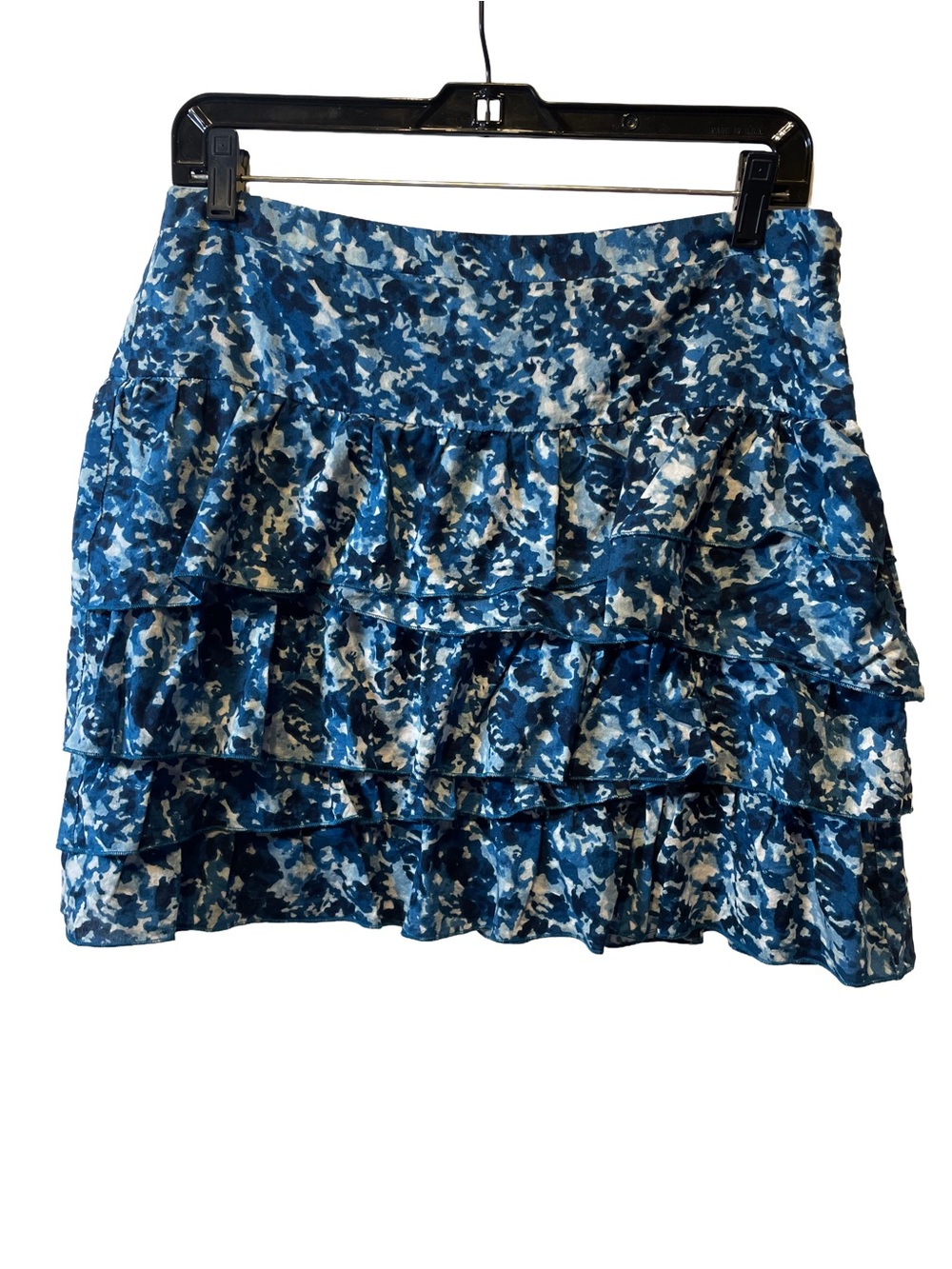 LOFT Blue & White Printed Ruffle Mini Skirt Women’s Size 6